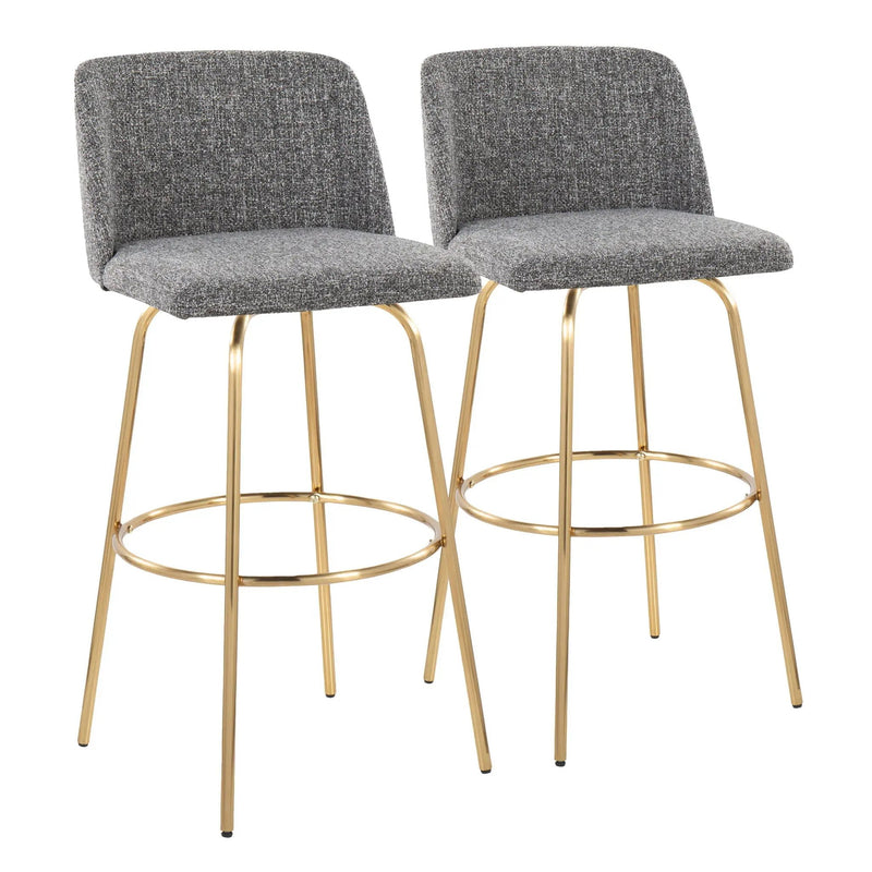 Toriano - Contemporary Fixed Height Barstool With Swivel With Round Footrest (Set of 2) by HouseOfZazla