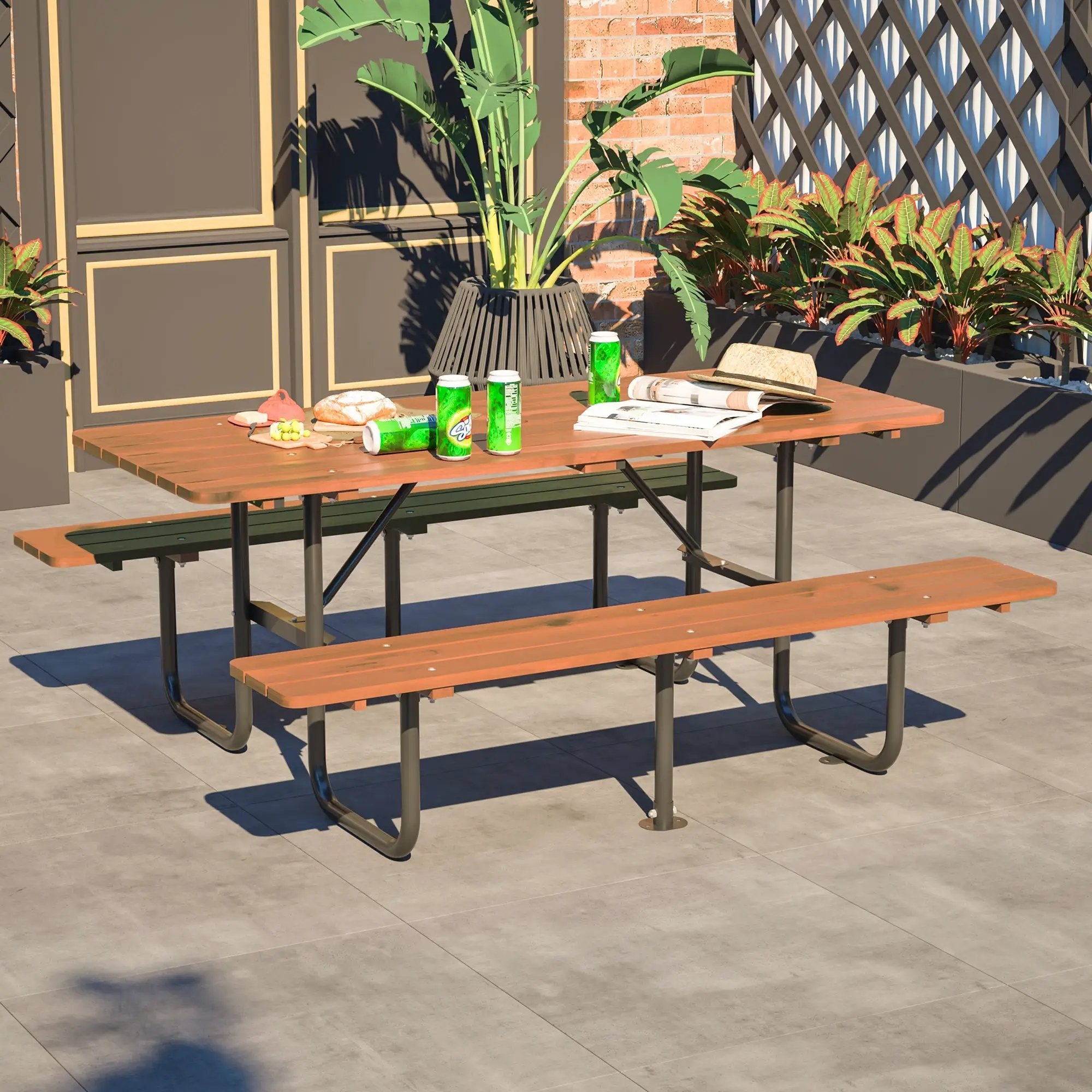72" Rectangular Outdoor Picnic Table for 6 Person by HouseOfZazla