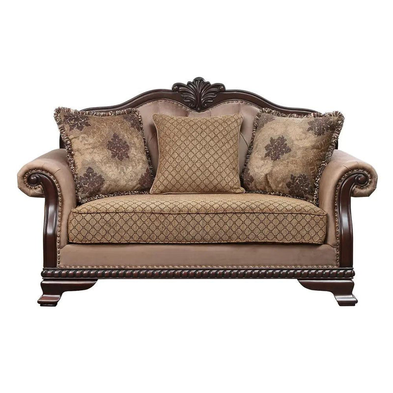 Chateau De Ville - Loveseat With 3 Pillows (Same Lv01589) - Fabric & Espresso by Unique Piece Furniture