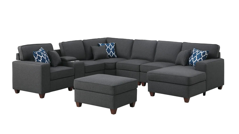 Tina - 8 Piece Upholstered Sectional With Ottoman by Unique Piece Furniture