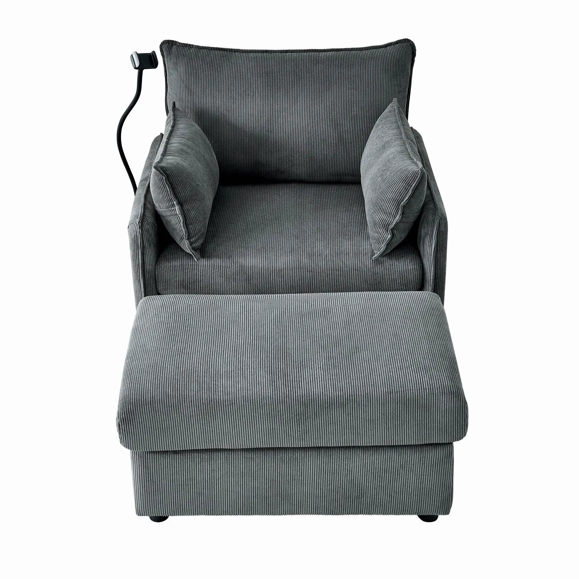 Comfy Oversized Chaise Lounge Chair With Ottoman And Storage by HouseOfZazla