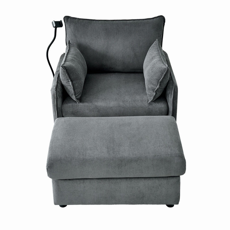 Comfy Oversized Chaise Lounge Chair With Ottoman And Storage by HouseOfZazla