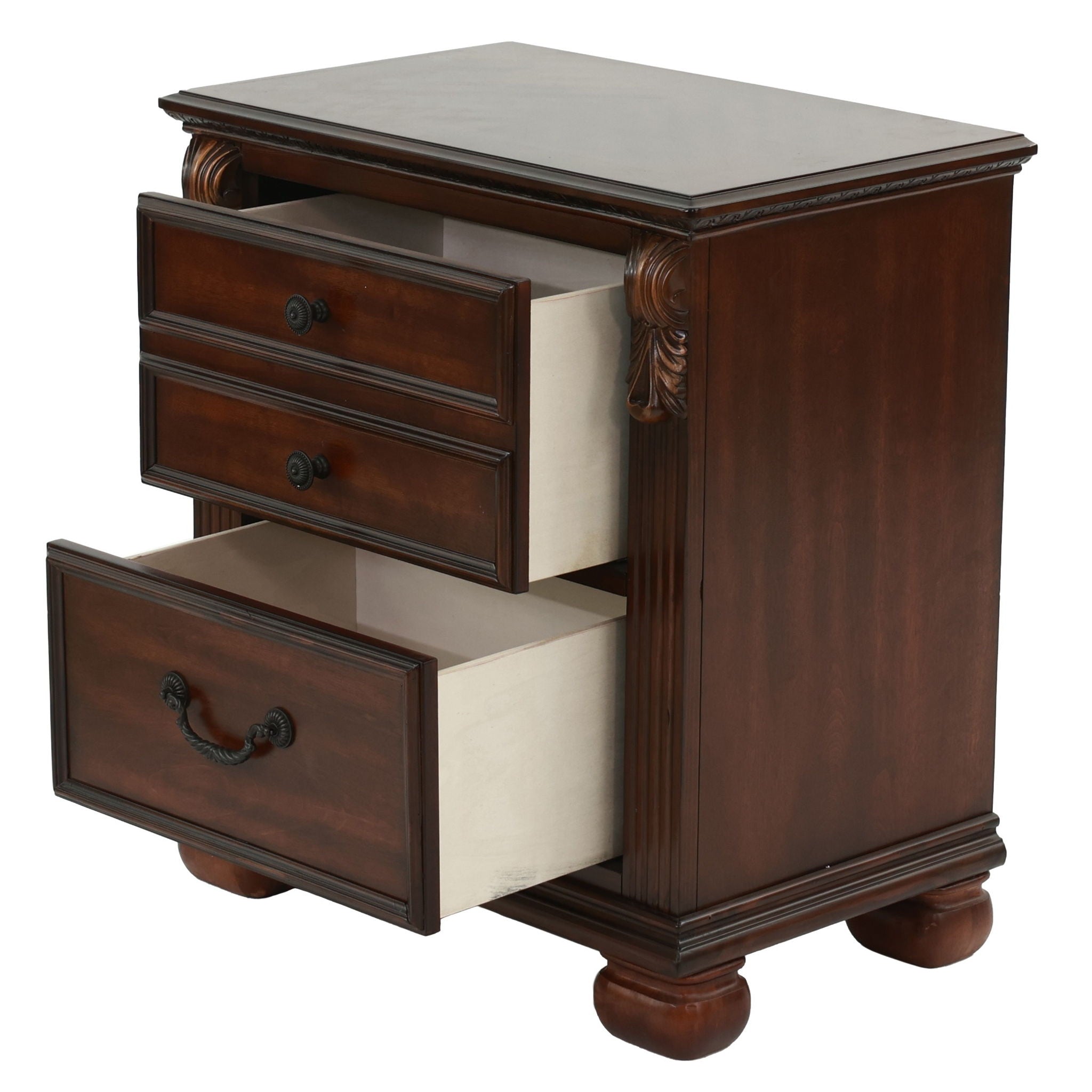 3 Piece Bedroom Set, Elegant Panel Bed With 2 Nightstands by HouseOfZazla