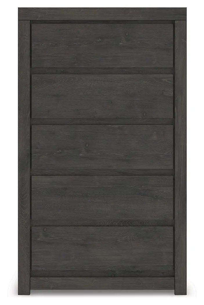 Fraluna - Five Drawer Chest - Charcoal by Unique Piece Furniture