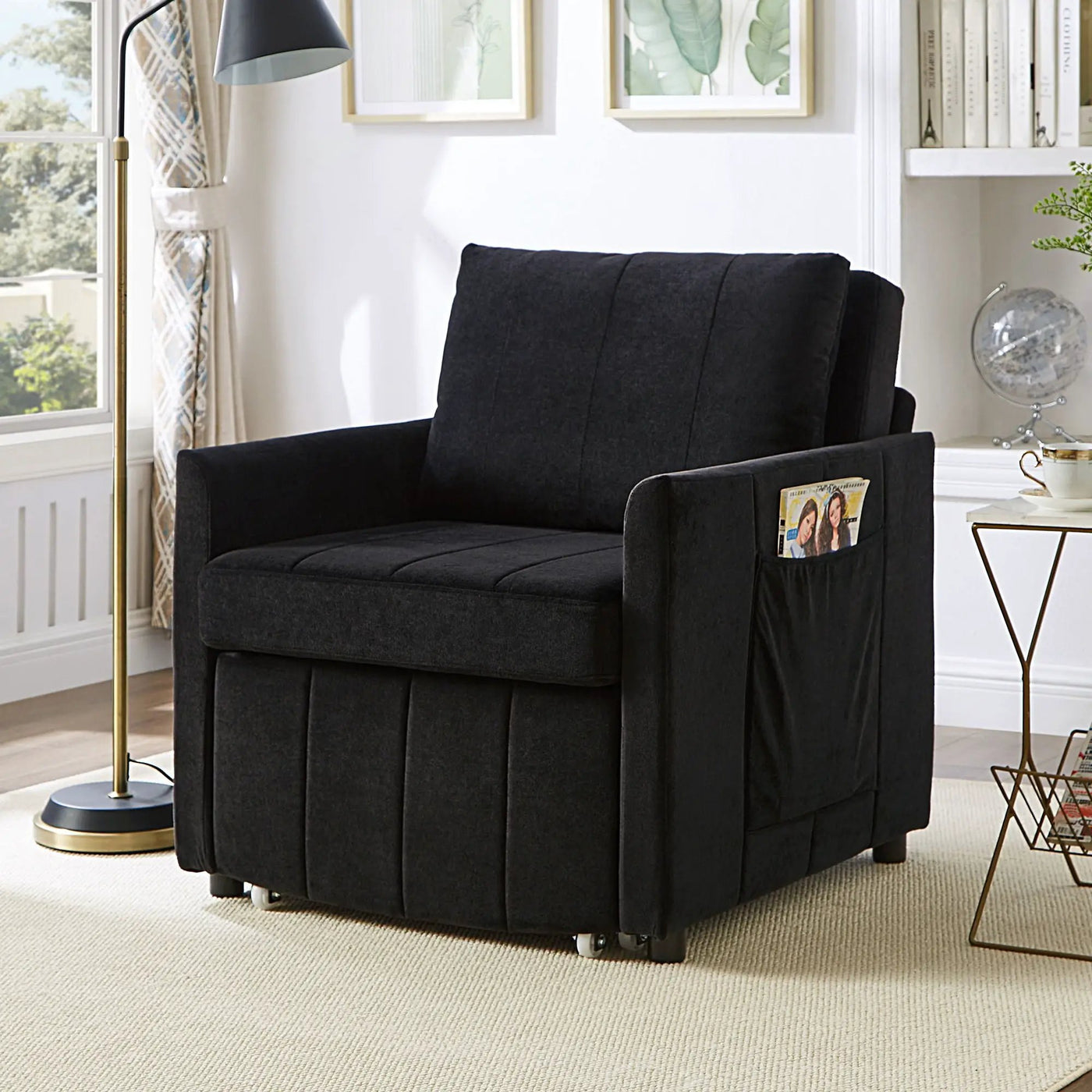 Upholstered Convertible Sleeper Sofa With 5 Position Backrest, Side Pockets, Storage by HouseOfZazla