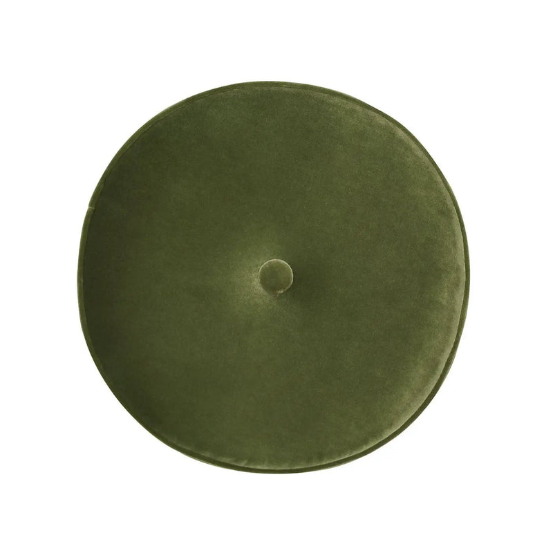 Riley - Round Footstool Ottoman - Olive Green by HouseOfZazla