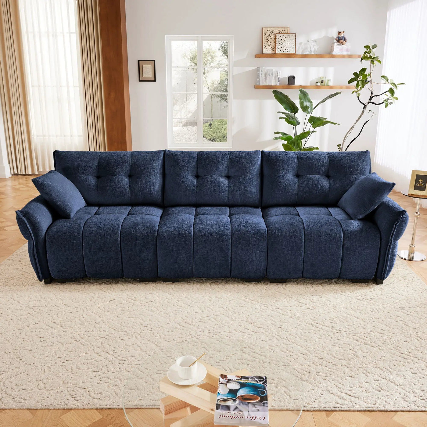 Modern Sofa & Pillows, Textured Cover, High Rebound Cushions by Unique Piece Furniture