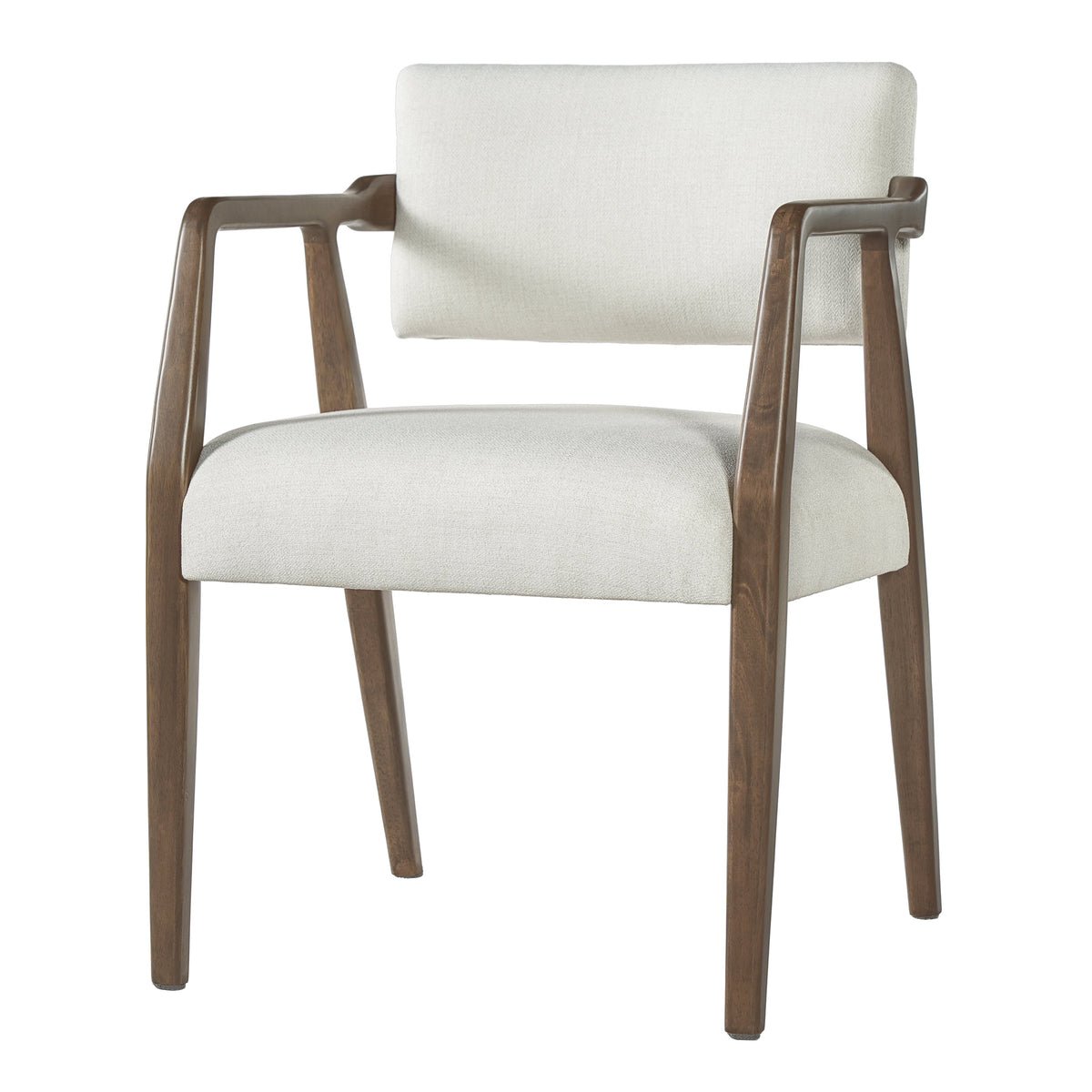 Mid-Century Rubber Wood Upholstered Dining Armchair Set of 2 - Beige, photo 7 of 10