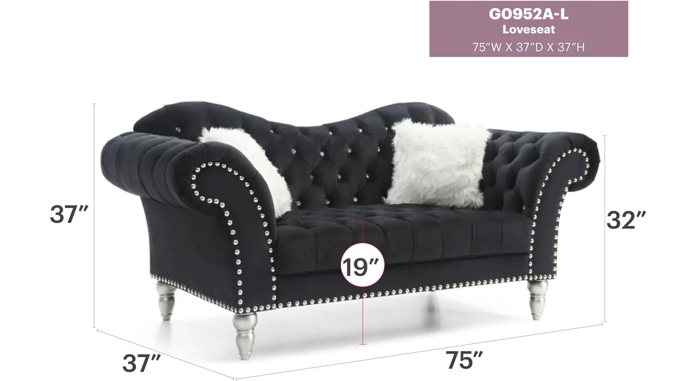 Elegant Round Arm Loveseat by HouseOfZazla