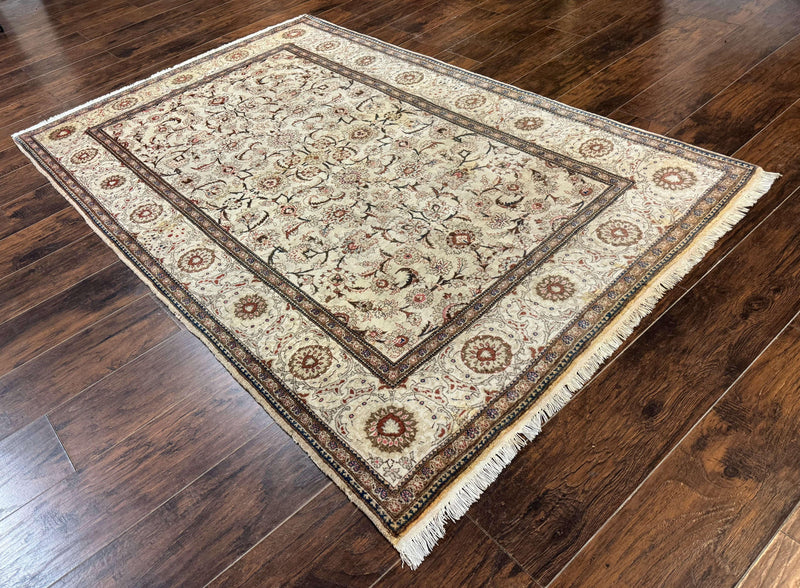 Persian Kashan Rug 5x7, Beige, Fine 250 KPSI by Jewel Rugs