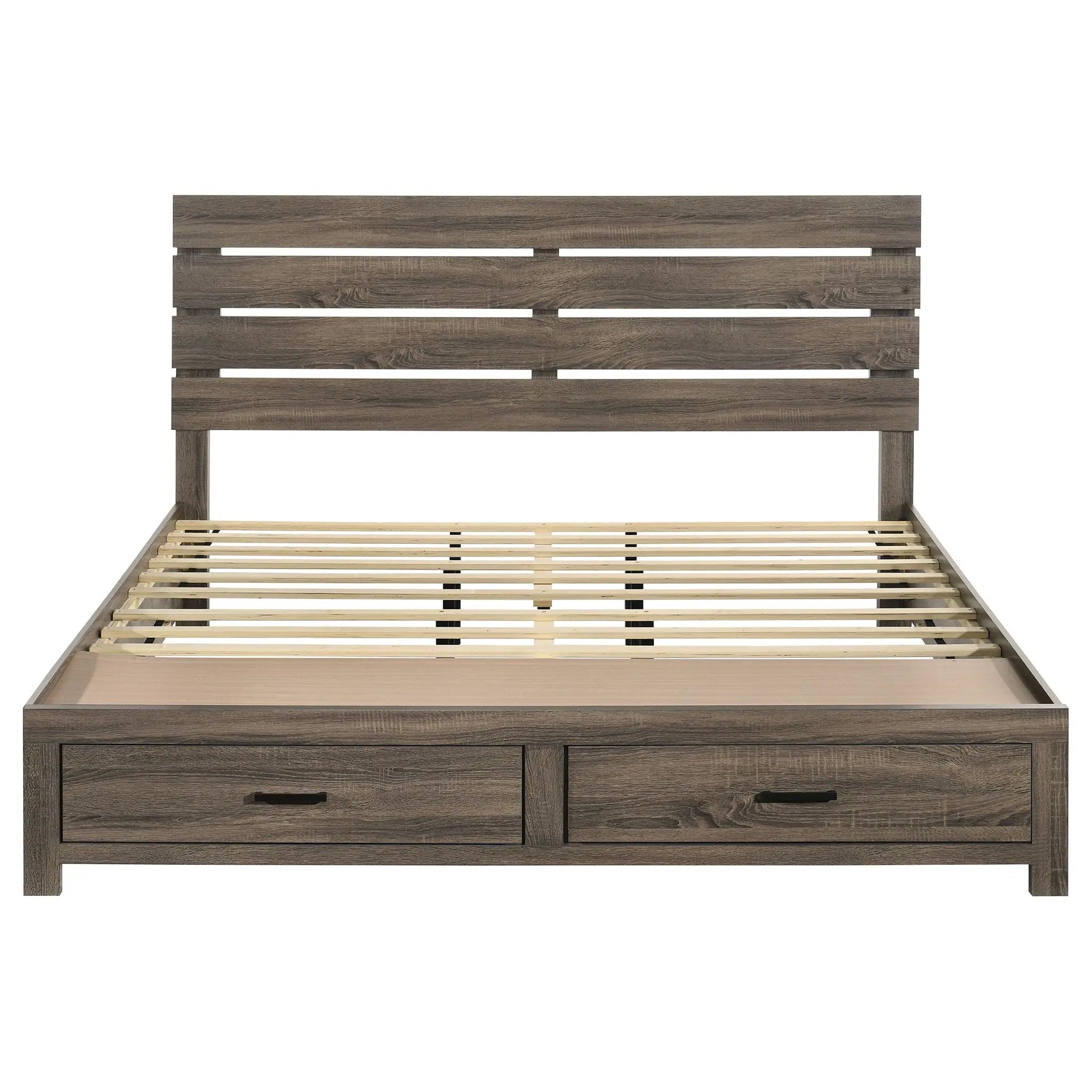Brantford Wood Eastern King Storage Panel Bed Barrel Oak by Unique Piece Furniture