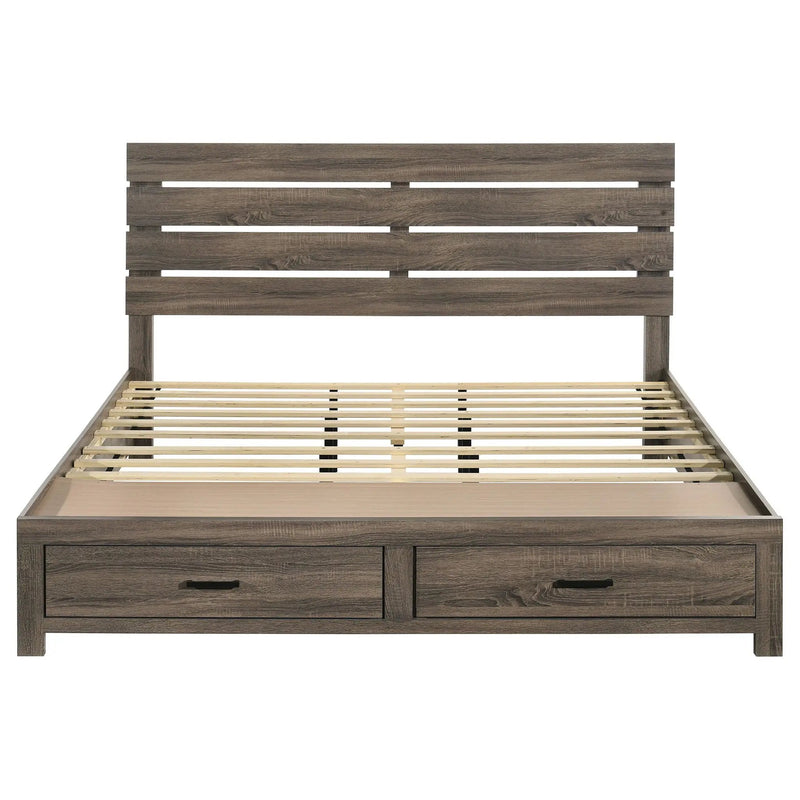 Brantford Wood Eastern King Storage Panel Bed Barrel Oak by Unique Piece Furniture