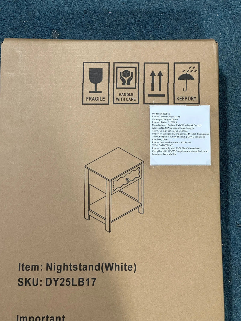 Modern White Nightstand with Drawer and Open Shelf by HouseOfZazla