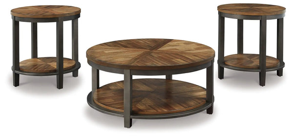 Roybeck - Occasional Table Set (Set of 3) - Light Brown / Bronze