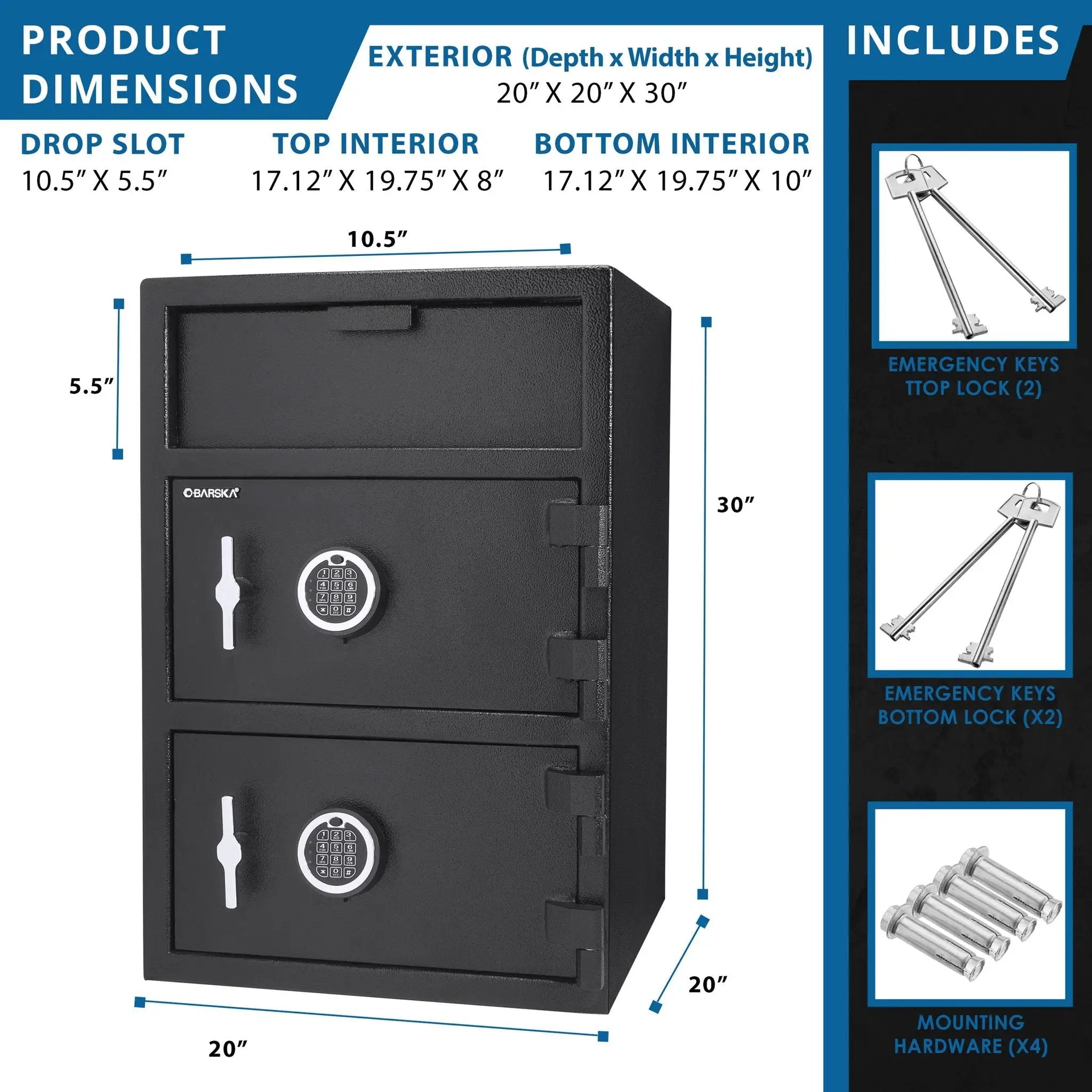 Digital Keypad 2 Lock Depository Safe 1 6 2 Cubic Ft - Black by HouseOfZazla