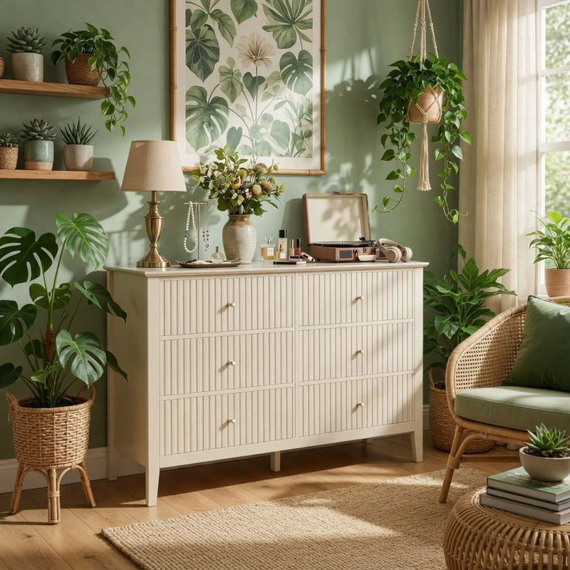 Modern 6 Drawer Fluted Dresser by HouseOfZazla
