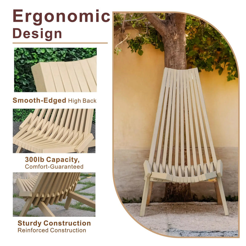 Folding Acacia Wood Outdoor Lounge Chair by HouseOfZazla