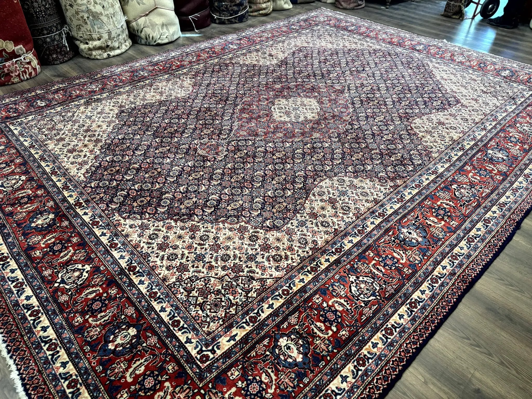 Persian Tabriz Rug 11x14 Navy Blue Herati Wool Carpet by Jewel Rugs
