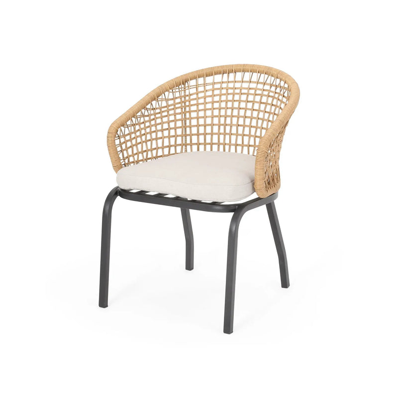 Outdoor Wicker Chair With Powder-Coated Iron Legs by HouseOfZazla