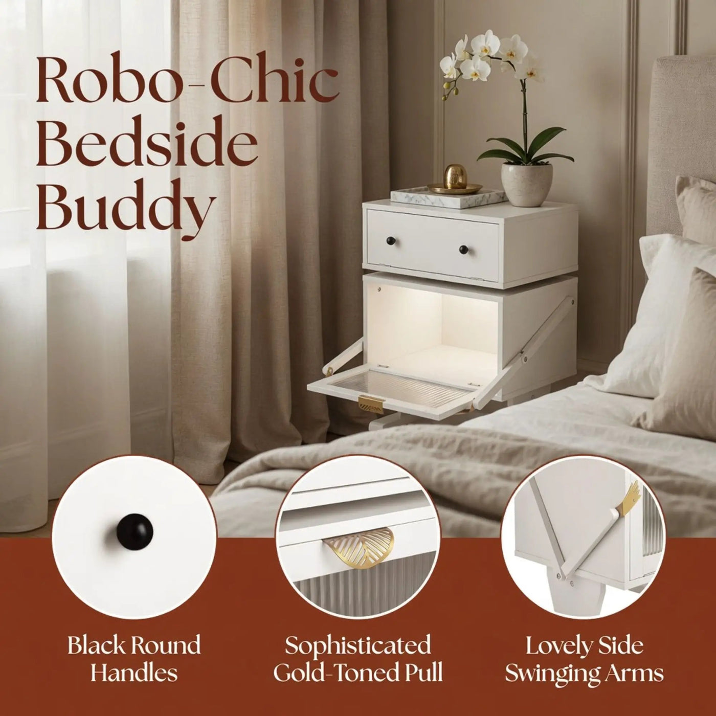 Robot LED Nightstand With 360° Rotating Drawer by HouseOfZazla