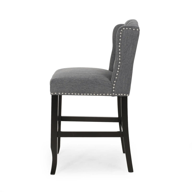 Vienna Fabric Tufted Counter Stool With Nailhead Accents (Set of 2) by HouseOfZazla