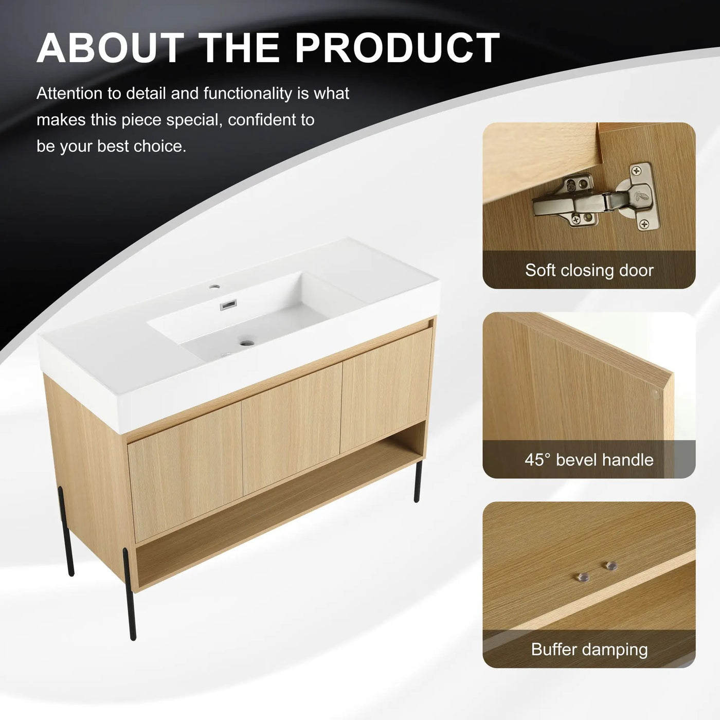 Modern Bathroom Vanity Combo With Single Resin Sink And Storage Cabinet by HouseOfZazla