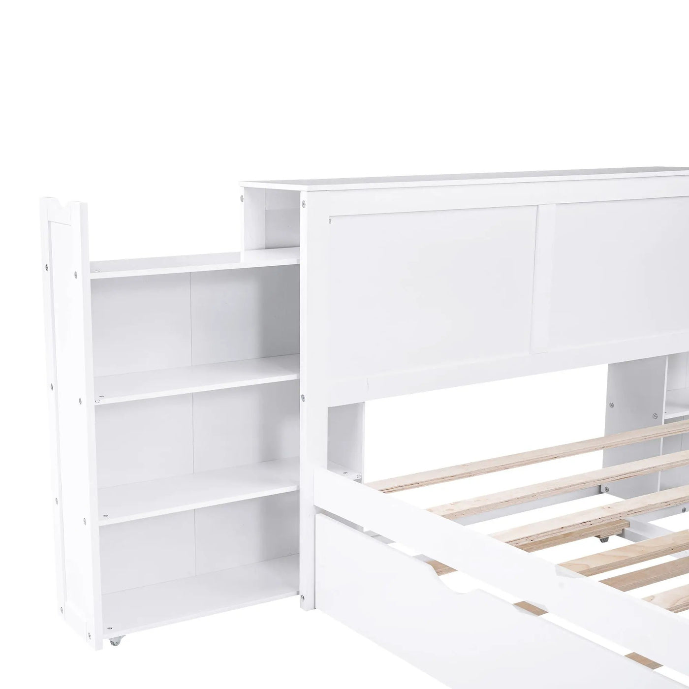 Storage Platform Bed With Pull Out Shelves And Trundle by HouseOfZazla