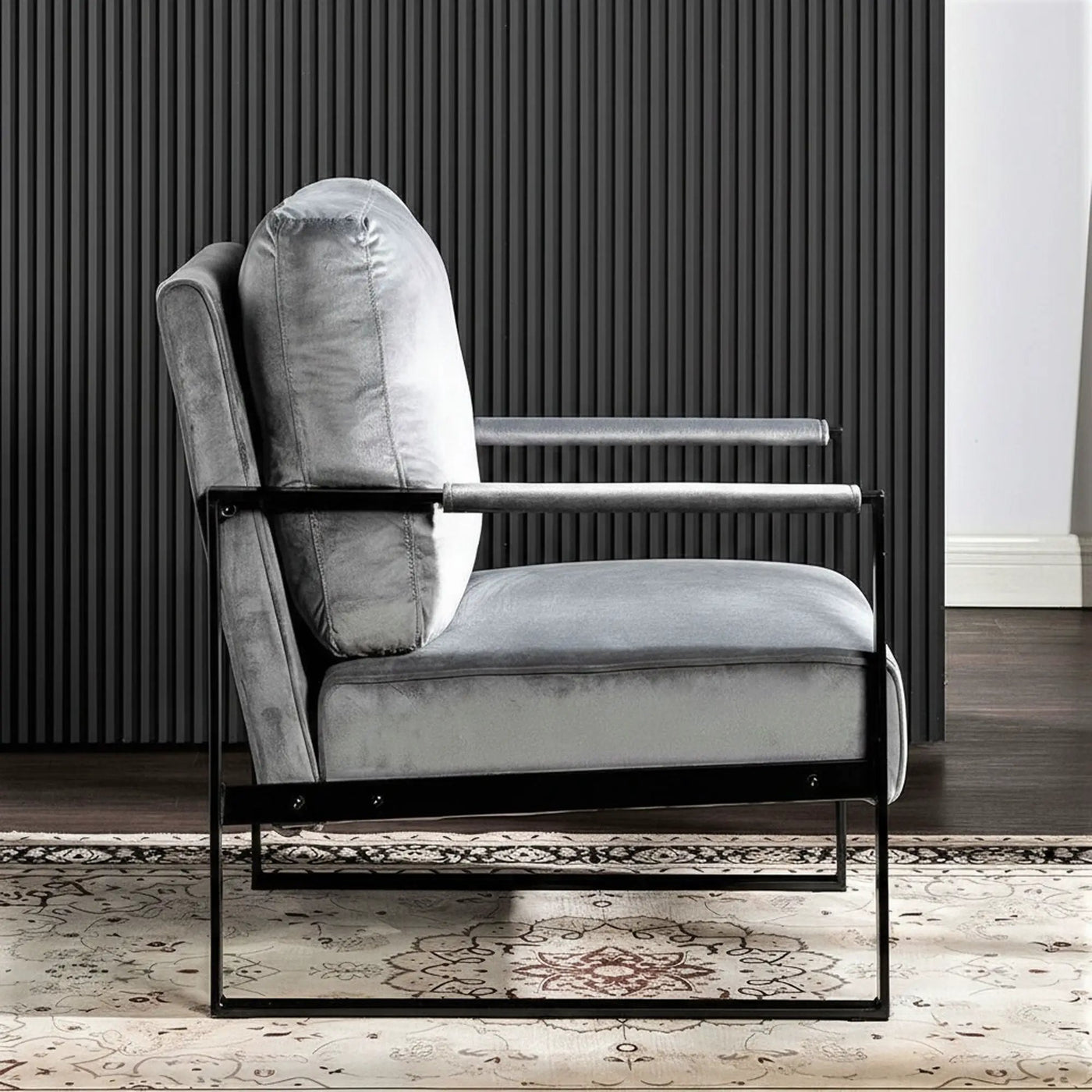 Classic Mid Century Modern Accent Chair With Durable Square Metal Frame, Armchair by HouseOfZazla