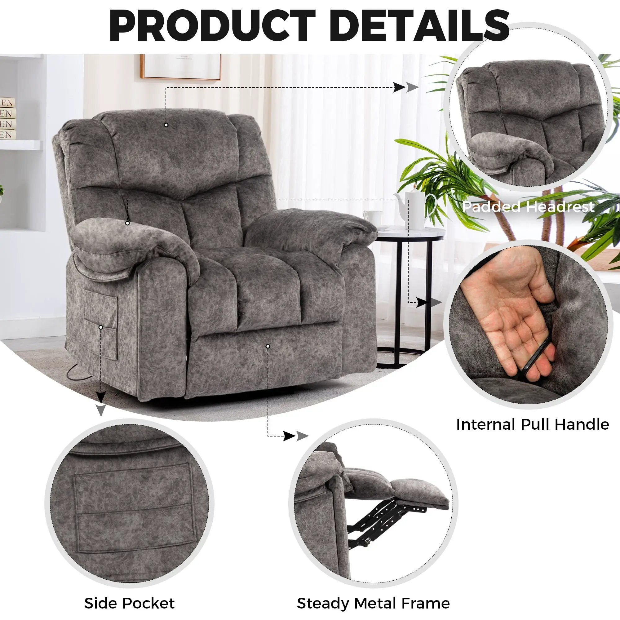 Swivel And Rocking Recliner Chair With Massage And Heating by HouseOfZazla