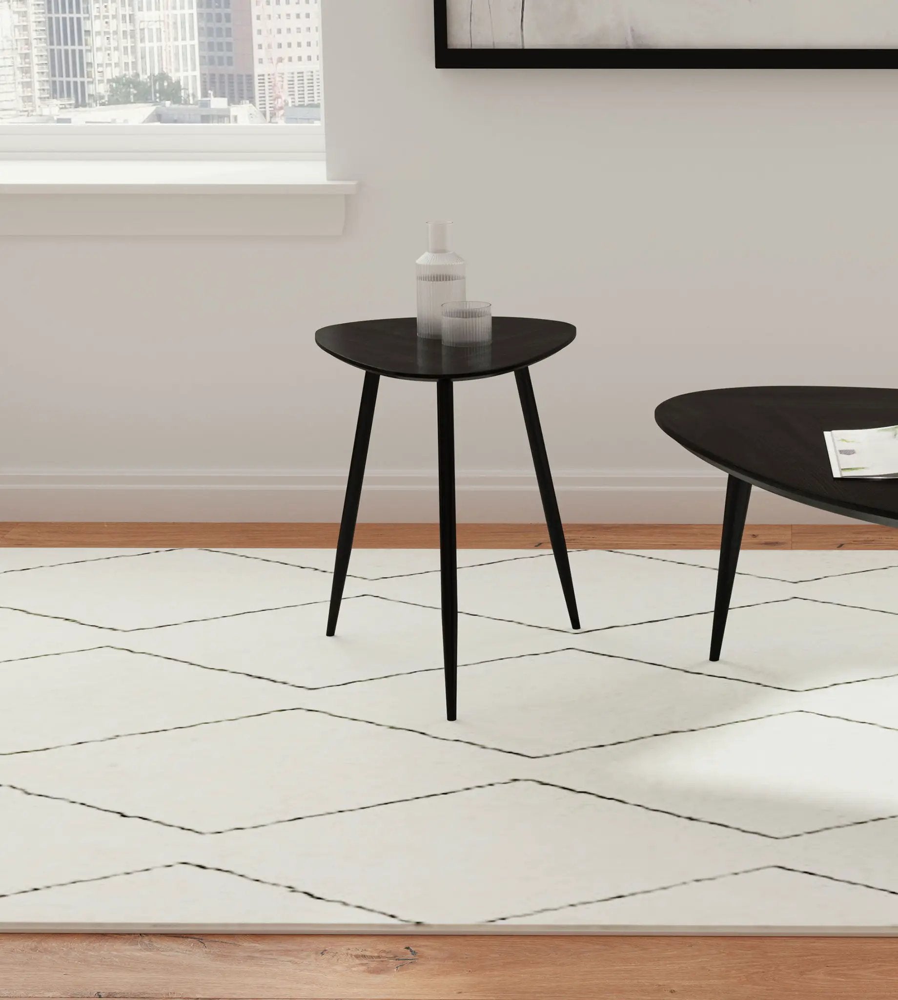 Odessa Triangular Solid Wood End Table Black by Unique Piece Furniture