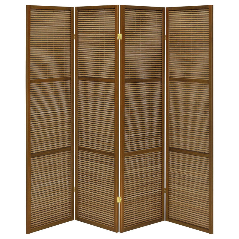 Browning 4-panel Bamboo Room Divider Folding Screen Walnut by Unique Piece Furniture