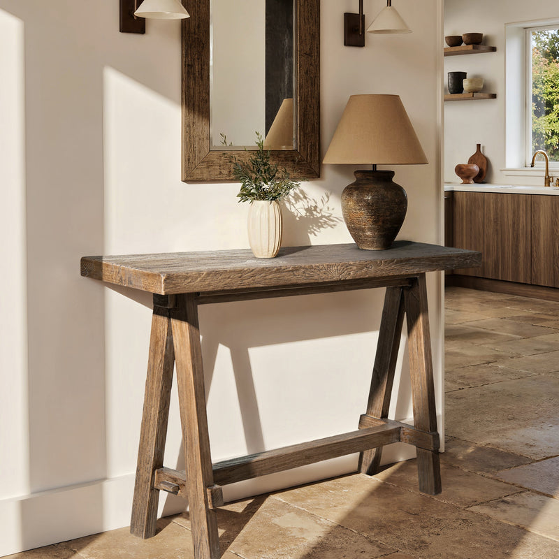Hawthorne 60'' Solid Reclaimed Elm Trestle Console Table by HouseOfZazla