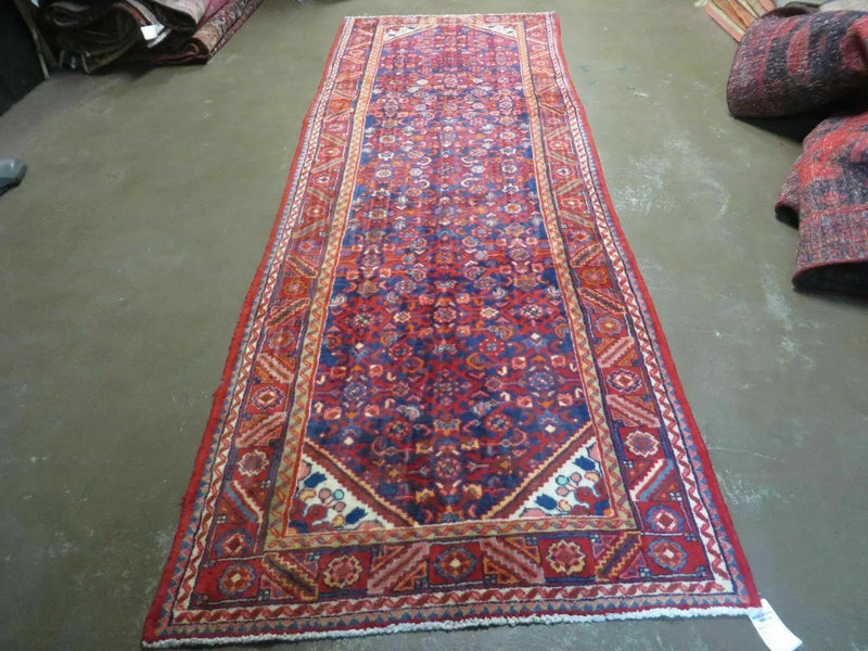 3' 6" X 10' 4" Antique Handmade India Floral Oriental Wool Runner Rug # 128 by Jewel Rugs