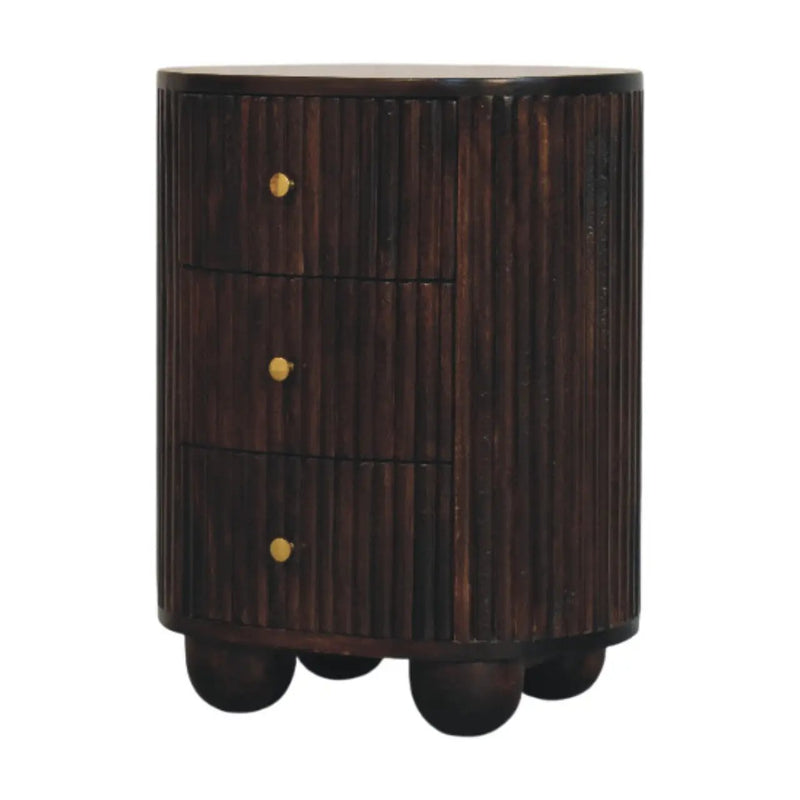 Solid Wood Curved Fluted 3-Drawer Drum Chest by HouseOfZazla