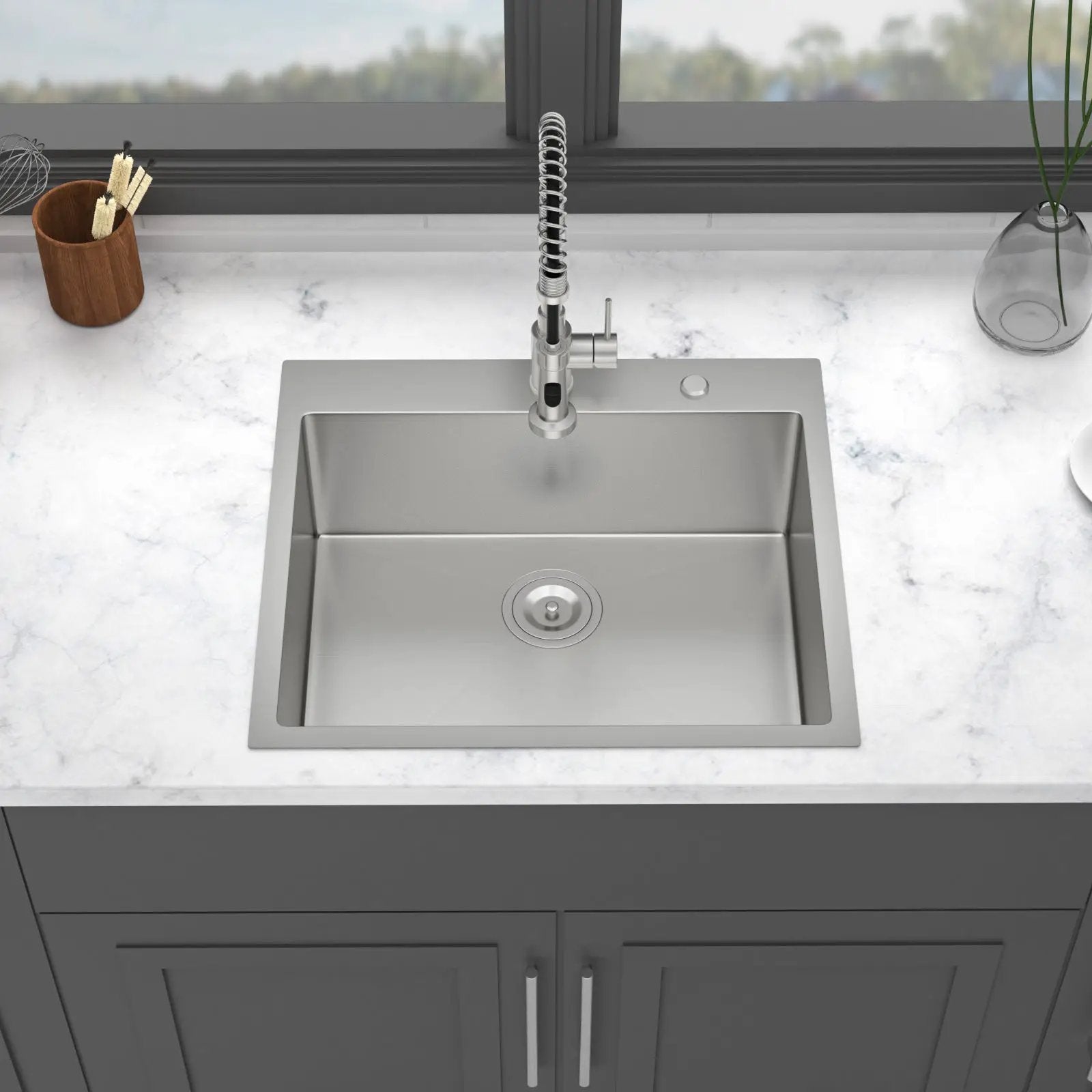 24 x 18 x 9 Inch Kitchen Sink Drop-In 16 Gauge Stainless Steel by HouseOfZazla