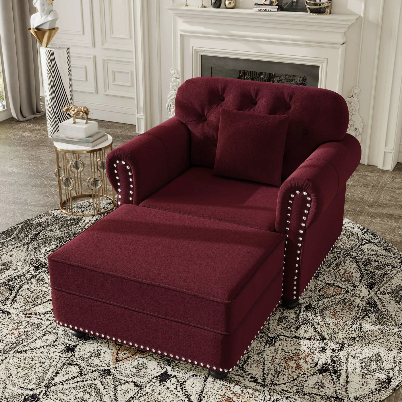 Sofa With Nailhead Trim And Rolled Armrests by HouseOfZazla