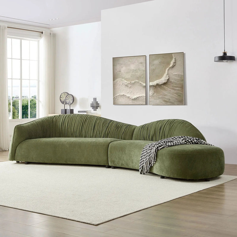 145.67" Mid-Century Upholstered Comfy Couch with Facing Chaise Right by HouseOfZazla