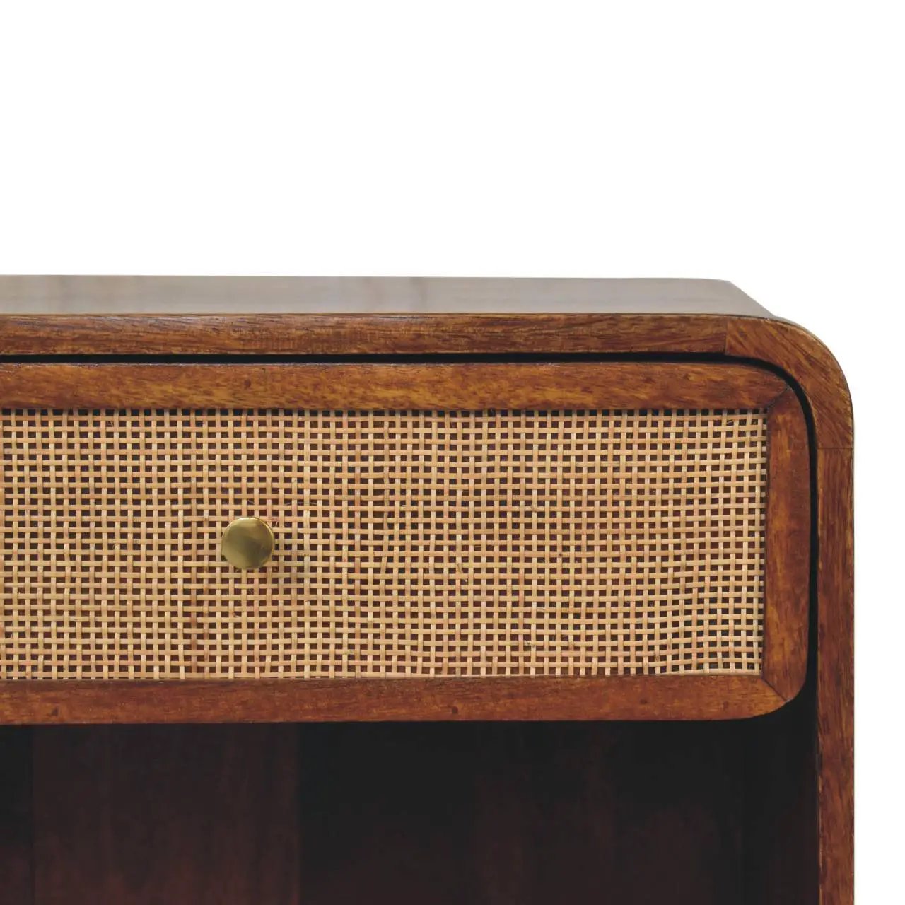 Open Woven Bedside Table, 1 Drawer - Chestnut by HouseOfZazla