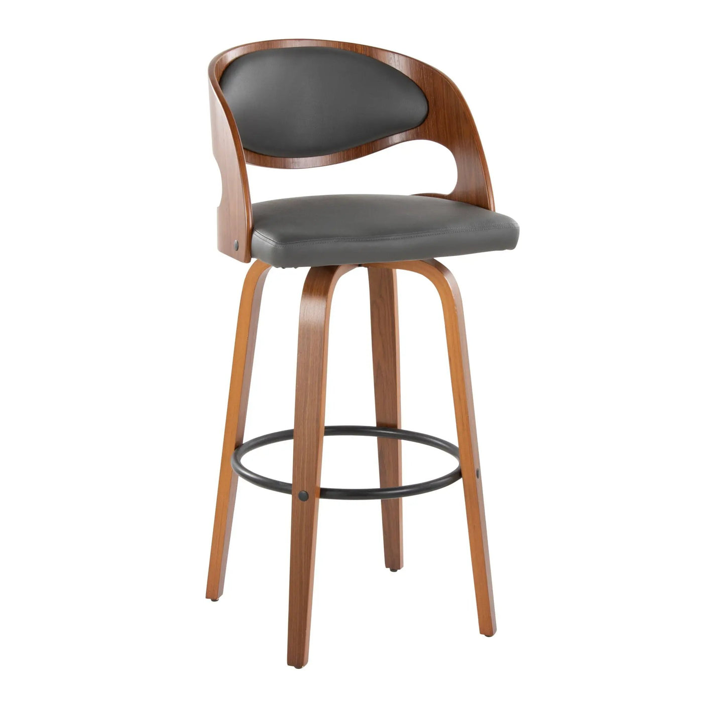 Pino - Mid Century Modern Fixed Height Barstool With Swivel & Round Footrest (Set of 2) by HouseOfZazla