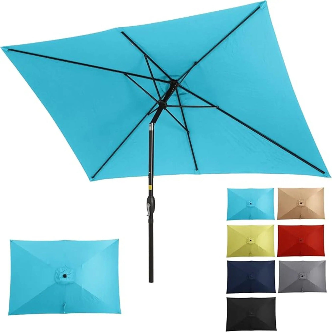Rectangular Patio Umbrella With Crank Tilt, Polyester UV-Resistant Canopy by HouseOfZazla