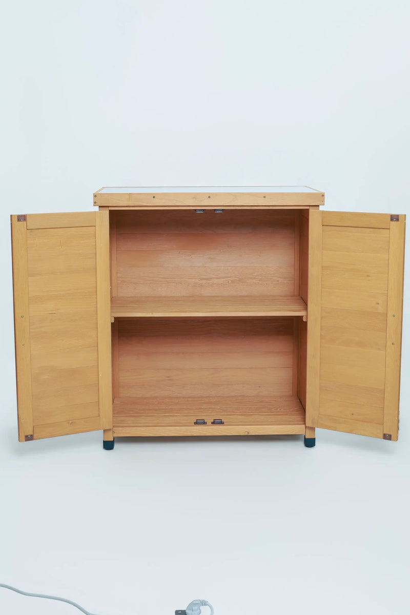Potting Bench with Storage Cabinet and Metal Table Top for Outdoor Patio by HouseOfZazla