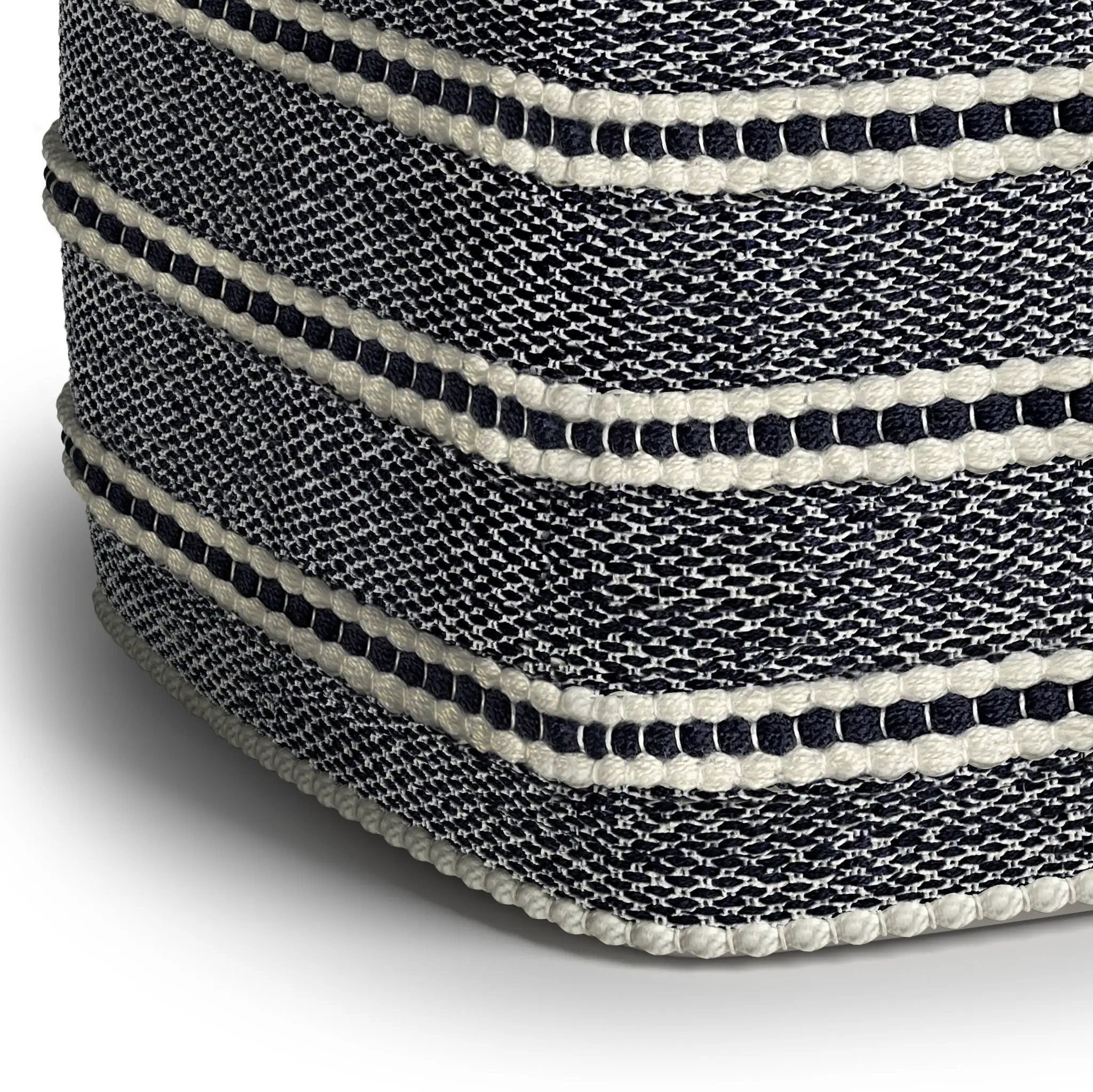 Corrie - Square Outdoor / Indoor Pouf - Navy / White by HouseOfZazla