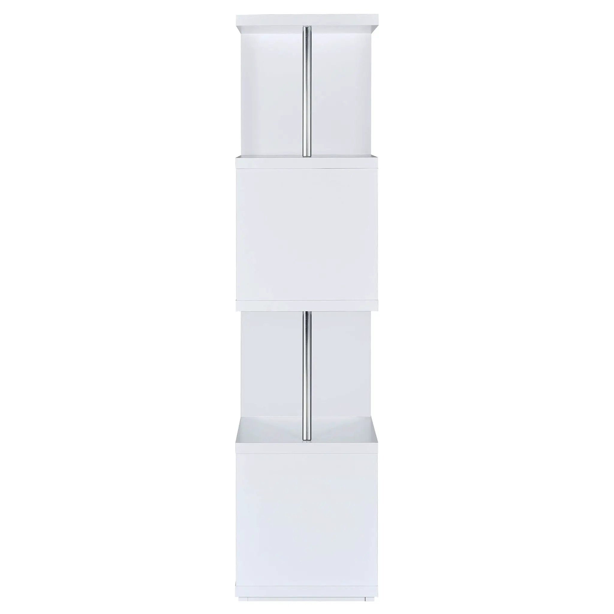 Baxter 67-inch 4-shelf Bookshelf White and Chrome by Unique Piece Furniture