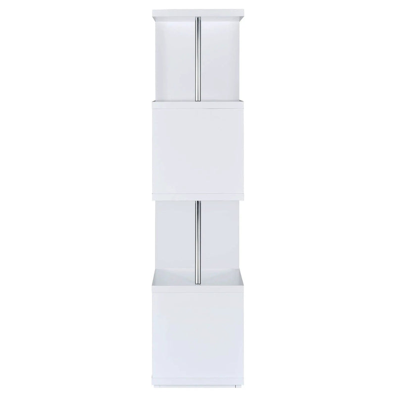 Baxter 67-inch 4-shelf Bookshelf White and Chrome by Unique Piece Furniture