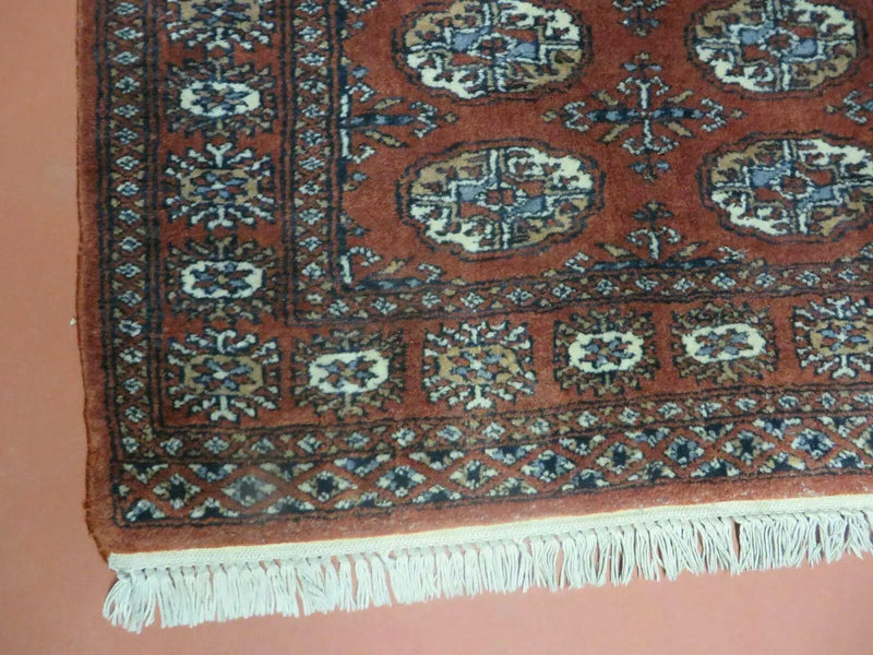 3' X 4' Vintage Handmade Pakistan Turkoman Bokhara Fine Woven Wool Rug by Jewel Rugs