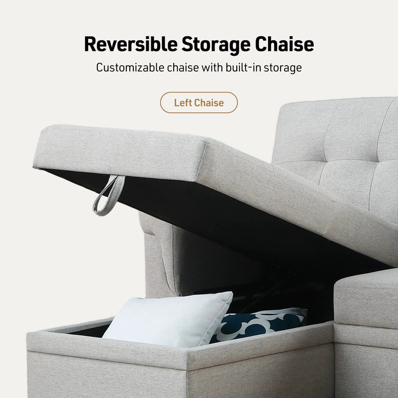 Lucca - Reversible Sleeper Sectional Sofa With Storage Chaise by Unique Piece Furniture