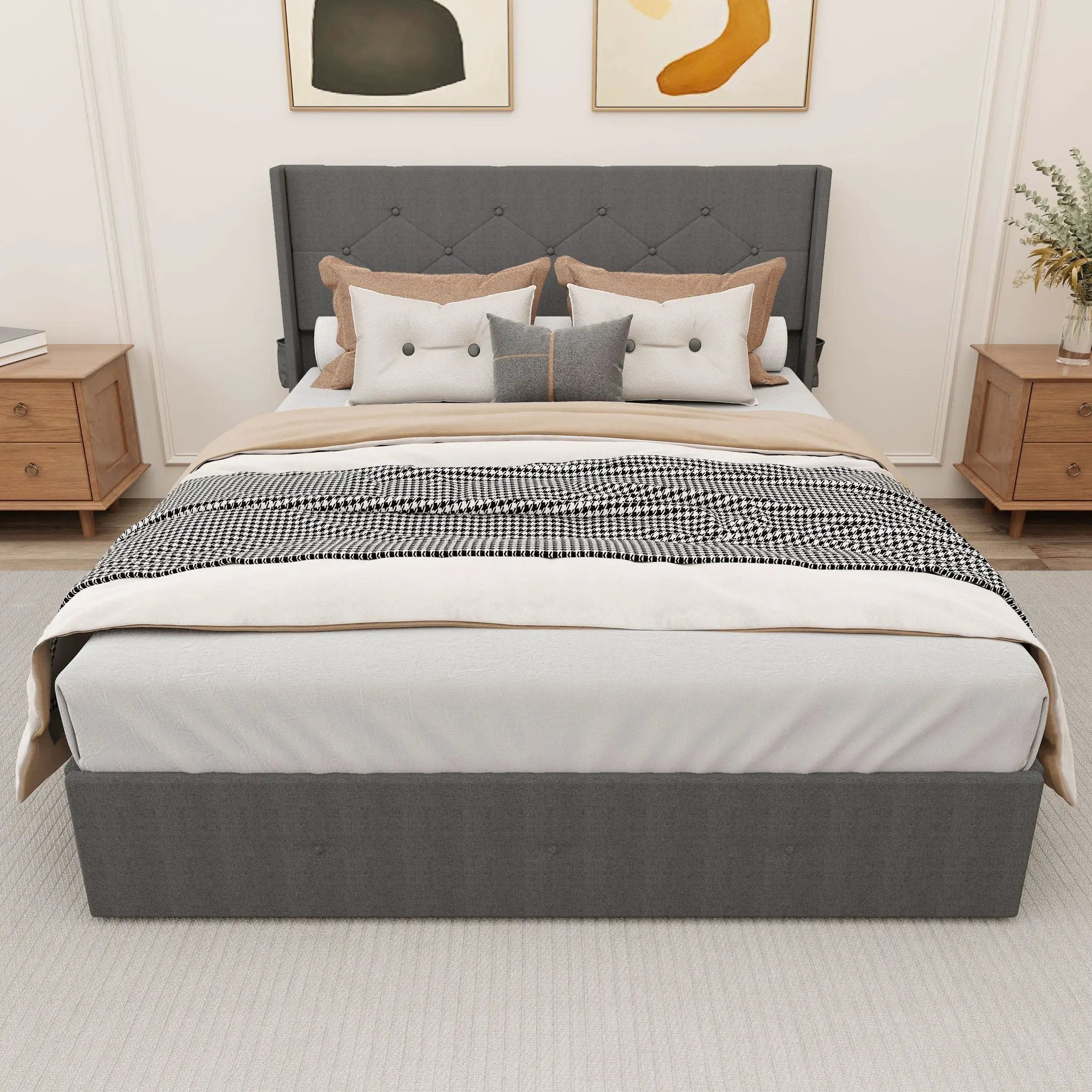 Bed With Gas Lift Storage, USB Ports by Unique Piece Furniture