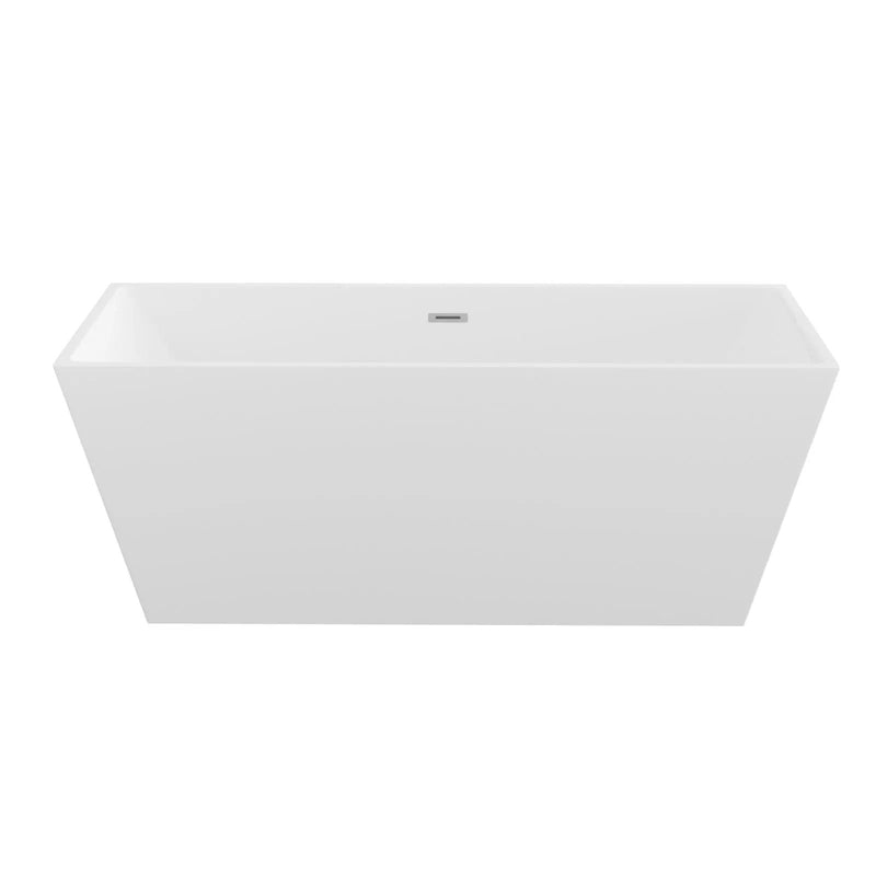 Glossy Freestanding Soaking Tub With Drain, Spacious Stand Alone Bathtub For Bathrooms - Glossy White by HouseOfZazla