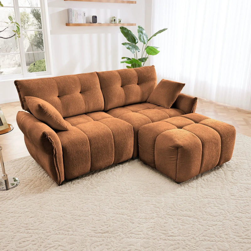 Sofa Set With Ottoman And Pillows, Textured, High Resilience Cushions by Unique Piece Furniture