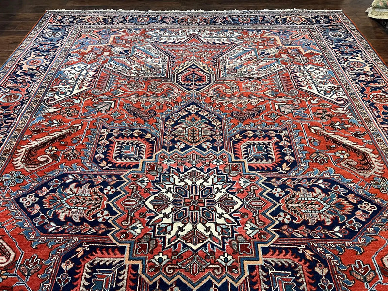 Antique Persian Heriz Rug – 11x16 Palace Size, Geometric Medallion, 1920s by Jewel Rugs